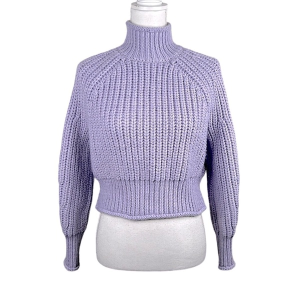 H&M Lavender Knit Cropped Mock Neck Long Sleeve Sweater Size XS - Picture 1 of 6